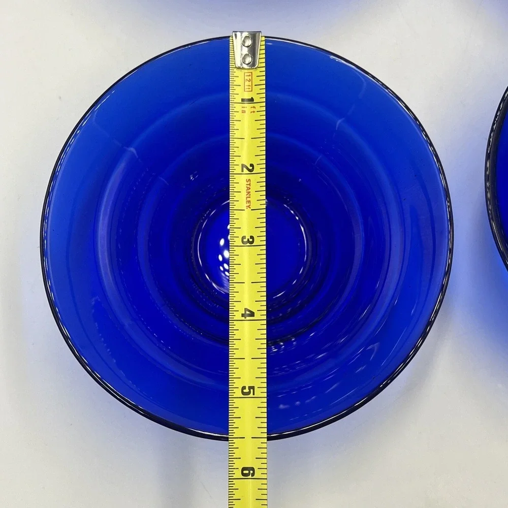 Vetreria Etrusca Italy Tiered stepped Glass Cobalt Blue Bowls Art Glass Set Of 4